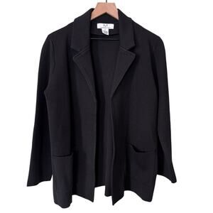Magaschoni Black Wool Blend Open Front Cardigan